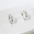 Orecchini a cerchio in argento S925 con zirconi rettangolari e tondi stile elegante - Argento 925 / Oro Bianco