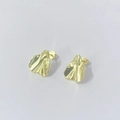 S925 Sterling Silber Ohrstecker in Gold mit unregelmäßigem gewelltem Blütendesign - 925er Silber / Gold