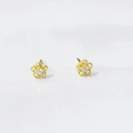 Detail of s925 silver flower stud earrings with hollow petals and zircon stone - 925 Silver / Gold