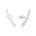 Orecchini a lobo minimalisti in argento S925 con zirconi bianchi tondi curvati - Argento 925 / Oro Bianco