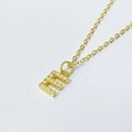 Sparkling gold letter E pendant necklace with micro-paved cubic zirconia on O-chain - Letter E / 925 Silver Gold Plated