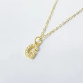 Detailed view of gold plated G initial necklace with shimmering zircon pave stones - Letter G / 925 Silver Gold Plated