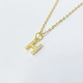 Detailed view of 18k gold plated H letter pendant with pavé cubic zirconia on fine chain - Letter H / 925 Silver Gold Plated