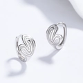 Eleganti orecchini a cuore in argento sterling 925 con finitura a vortice - Argento 925 / Oro Bianco