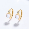 Eleganti orecchini in argento 925 placcato oro con pietra di luna e zirconi di design - Argento 925 / Oro