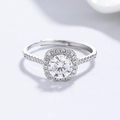 925 silver adjustable halo ring with Moissanite stones and pave-set band - Adjustable Open / Square Halo Style
