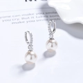 Orecchini a goccia in argento 925 con perle e zirconi brillanti in stile francese - Standard / Oro Bianco