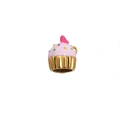 Colgante cupcake de esmalte rosa y base dorada para collares y pulseras DIY - Plata 925 / Dorado