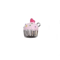 Colgante de cupcake en plata S925 con esmalte rosa y puntos de colores para joyas DIY - Plata 925 / Oro Blanco