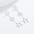 Orecchini a stella in argento S925 con zirconi bianchi e nappe pendenti - Argento 925 / Argento