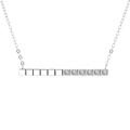 925 Sterling silver long bar necklace with zircon pavé on a delicate cable chain - 925 Silver / White Gold