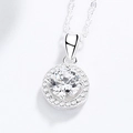 Exquisite 925 silver necklace with round cut cubic zirconia pendant and fine chain - Pendant Only (Without Chain) / Silver