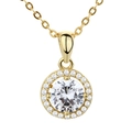 Classic 18K gold plated halo necklace with round zircon pendant and dainty chain - Pendant Only (Without Chain) / Gold