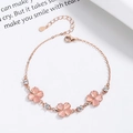 Pulsera trébol de plata 925 oro rosa con piedras de opalo rosa y circonitas brillantes - Plata 925 / Oro Rosa (Piedra Rosa)