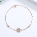 Roségold-Armband S925 Silber mit blauem Kleeblatt-Anhänger und Zirkonia-Steinen - Roségold (Blauer Zirkon)