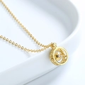 Elegante vergoldete S925 Sterlingsilber Kette mit einem tanzenden runden Zirkonia Anhänger - 925er Silber / Gold