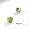 925 silver crown stud earrings in white gold finish with natural green peridot gems - 925 Silver / 5mm White Gold