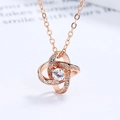 Elegant rose gold S925 sterling silver four-leaf clover necklace with sparkling zircon - Thin Pendant Only - Rose Gold (Without Chain) / 925 Silver