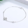 S925 Sterlingsilber Kleeblatt Armband mit funkelnden Zirkonia Steinen in Silberglanz - Platin (Weißer Zirkonia)