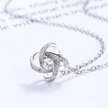 925 silver necklace with interlocking double rings pendant and cubic zirconia - Thin Pendant Only - White Gold (Without Chain) / 925 Silver