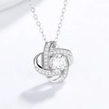 925 silver four-leaf clover necklace with sparkling zircon pendant in silver white finish - Thick Pendant Only - White Gold (Without Chain) / 925 Silver