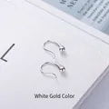Pendientes de gota minimalistas de plata de ley 925 con acabado de oro blanco pulido - Plata 925 / Oro Blanco