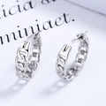 Eleganti orecchini a cerchio in argento sterling 925 con design a catena vintage e marchio - Argento 925 / Oro Bianco