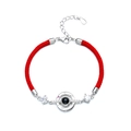 Red braided couple bracelet with 925 silver projection stone and Roman numerals - Red Female Santa Claus