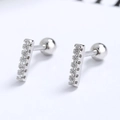 Minimalistische S925 Sterling Silber Stab-Ohrringe mit Zirkonia und Kugelverschluss - 925er Silber / Tigerkralle-Stil
