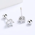 Orecchini a perno in argento S925 con zircone rotondo a sei griffe e chiusura a vite - 5mm Filettato Sei griffe / Argento 925
