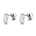 Minimalistische S925 Silber Ohrstecker mit rechteckigem Zirkonia und Schraubverschluss - 925er Silber / Rechteckiger Zirkon-Stil