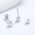 Orecchini a cilindro in argento sterling S925 con chiusura a vite di sicurezza - Argento / 3mm