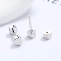 Orecchini a manubrio in argento sterling 925 con chiusura a vite a cilindro minimalista - Argento / 4mm