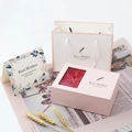 Pink preserved rose gift box set including a handbag and greeting card for jewelry - Pink Jewelry Set