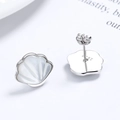 Eleganti orecchini a perno in argento sterling 925 con intarsio in madreperla bianca - Argento 925 / Conchiglia Bianca (Perno in Argento)