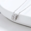 Collier élégant en argent sterling S925 avec pendentif cylindre et pavé de zircons - Argent 925 / Or blanc