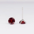 925 sterling silver four-prong stud earrings with deep red round cubic zirconia stones - 3mm with Rubber Back / Garnet Red Zirconia (January)