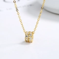 Collier en argent S925 plaqué or rose avec pendentif cylindre serti de zircons brillants - Argent 925 / Or