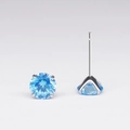 Light blue zircon 925 silver stud earrings with classic four-prong setting - 3mm with Rubber Back / Aquamarine Blue Zirconia (March)