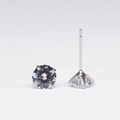 Classic 925 sterling silver four-claw stud earrings with round brilliant cut zircon - 3mm with Rubber Back / White Zirconia (April)