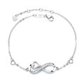 Bracciale in argento sterling 925 con simbolo infinito e cuore in zircone su sfondo bianco - Stile Infinito Cuore (D-09-18) / Argento 925