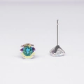 925 sterling silver four-prong stud earrings with rainbow gradient zircon stones - 3mm with Rubber Back / Moonlight Zirconia (June)