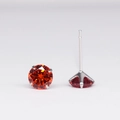 Elegant 925 sterling silver stud earrings with four-claw set orange zircon stones - Ruby Red Zirconia (July)