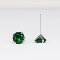 925 sterling silver stud earrings featuring round green cubic zirconia in 4-prong setting - Emerald Green Zirconia (May)