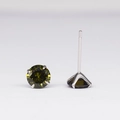 925 sterling silver four-prong stud earrings featuring olive green round-cut cubic zirconia - Peridot Green Zirconia (August)
