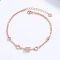 Zweilagiges Armband in Roségold S925 Silber mit Perlen und zylindrischem Anhänger - 925er Silber / Roségold