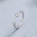 Minimalist S925 sterling silver ear cuff with double sphere ends and a polished finish - Ball Design White Gold (Single)