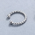 S925 sterling silver twisted rope ear cuff in silver finish with ball ends - Twist Design White Gold (Single)