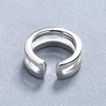 S925 sterling silver double-layered ear cuff with textured inner band in silver finish - Double Layer White Gold (Single)