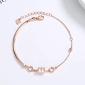 Elegante bracciale in argento S925 oro rosa con ciondolo a cilindro e piccolo cuore - Argento 925 / Oro rosa